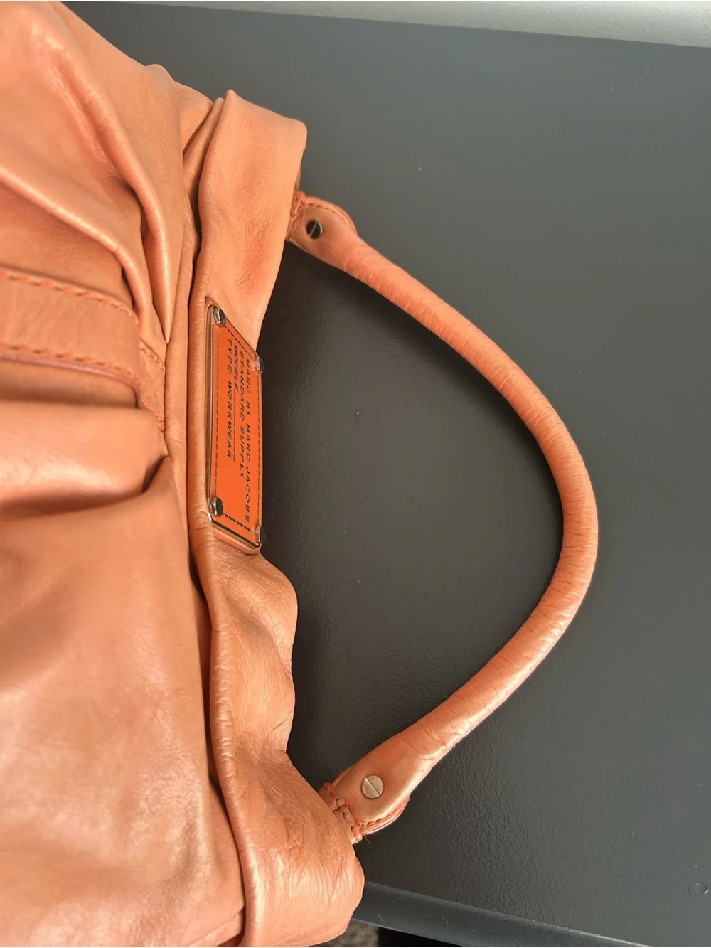 Vintage Y2K Marc Jacobs Orange Leather Slouchy Hobo Shoulder Bag